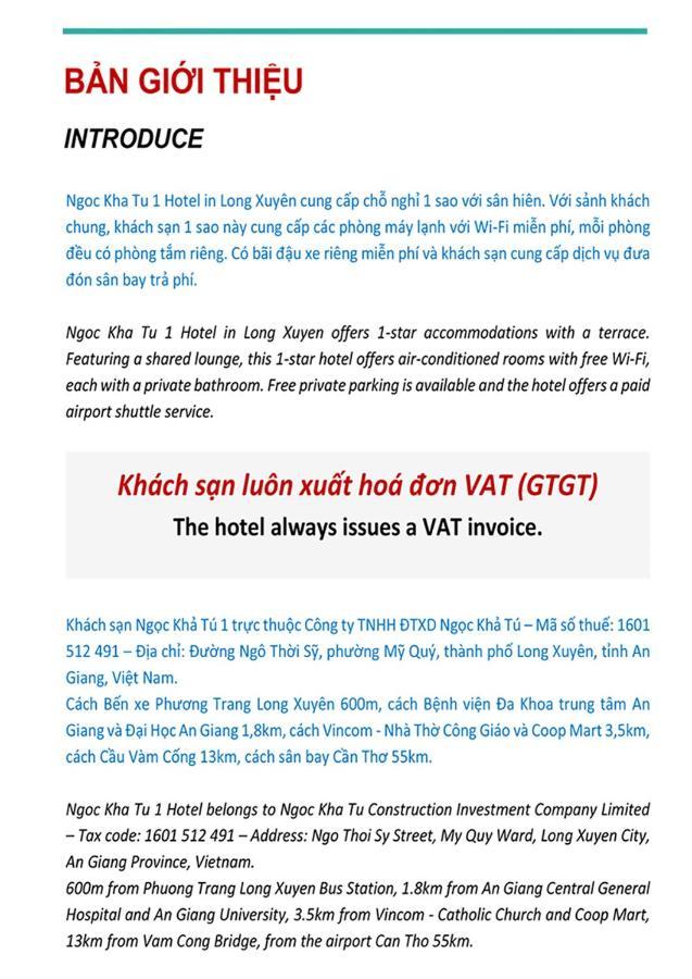 Ngoc Kha Tu 1 Hotel Long Xuyên Εξωτερικό φωτογραφία